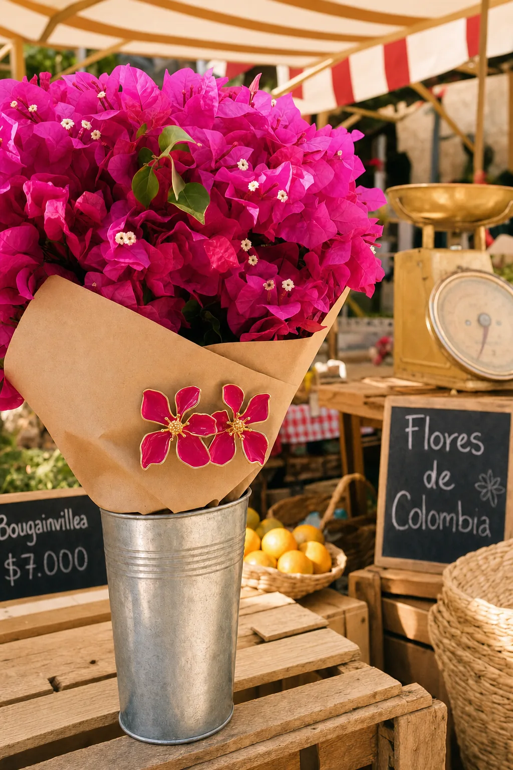 Aretes Flor Fucsia — vista 3 de 6