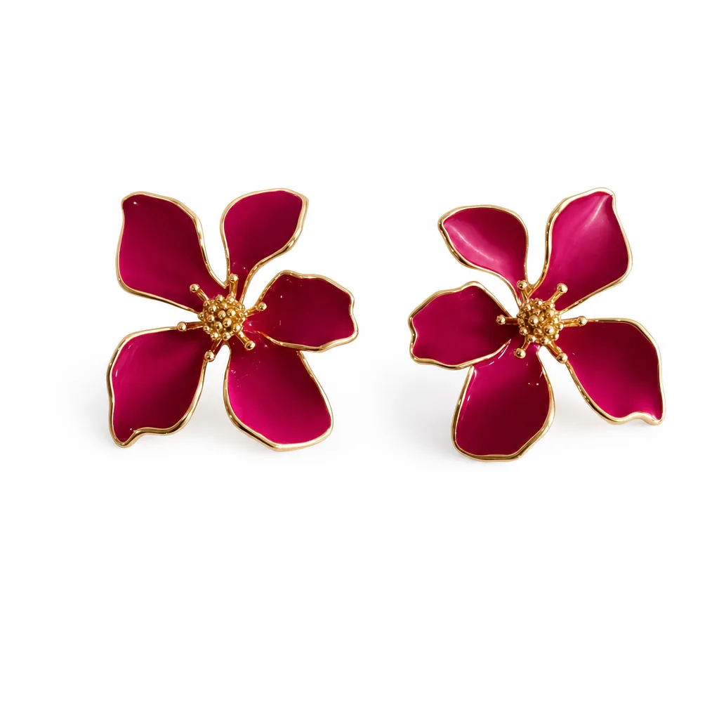 Aretes Flor Fucsia — vista 4 de 6