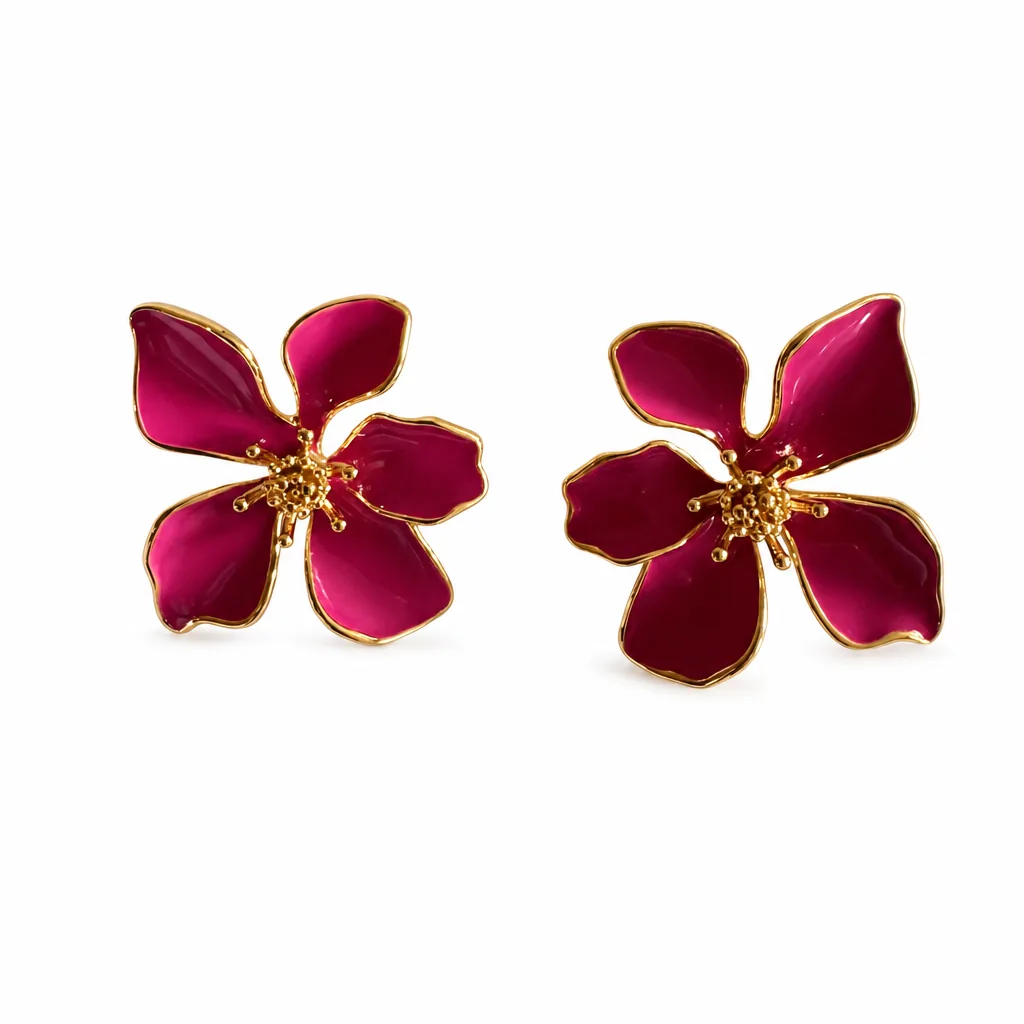 Aretes Flor Fucsia — vista 6 de 6